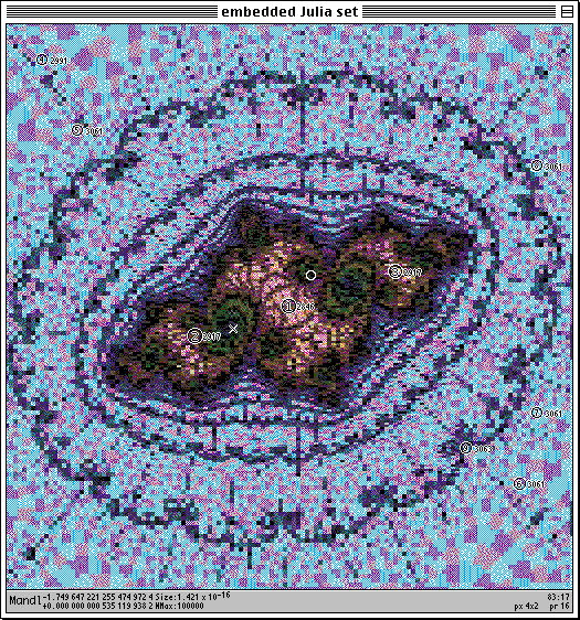 Dithered 16-color display; showing periods and approximate locations of islands
